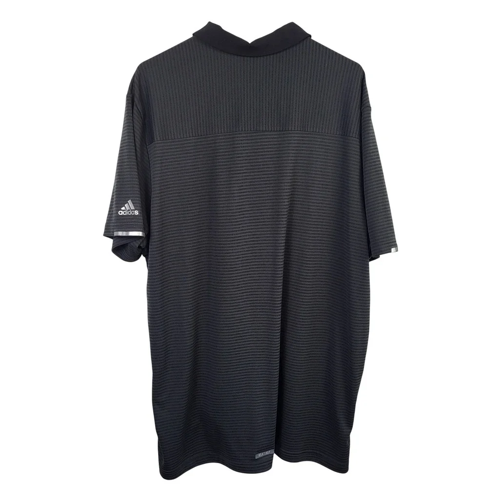 Adidas HEAT.RDY Polo Shirt Mens 2XL Gray‎ Striped Primegreen Golf Performance